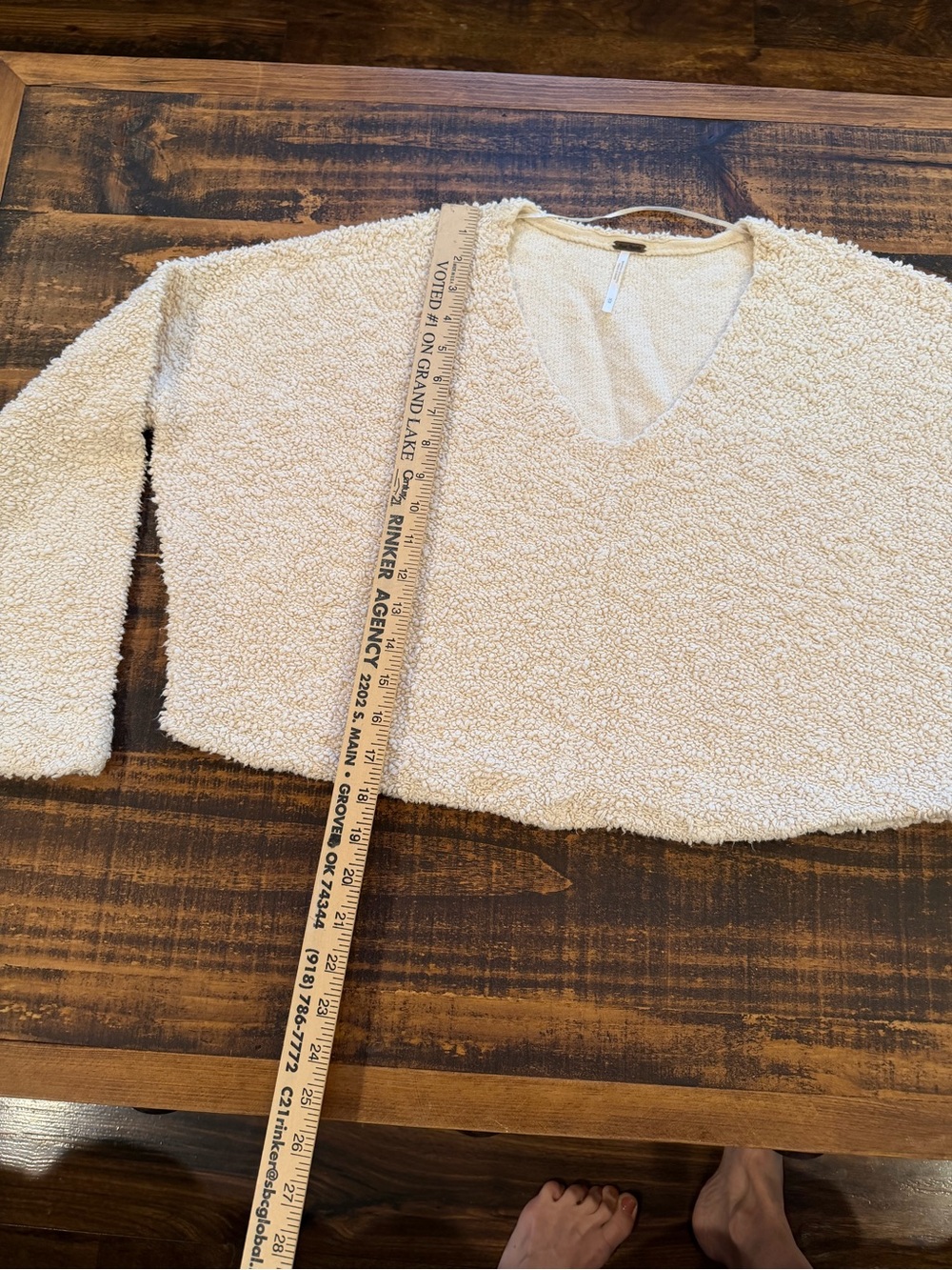 Free People Cozy Cream V-Neck Sweater - Picture 2 of 5